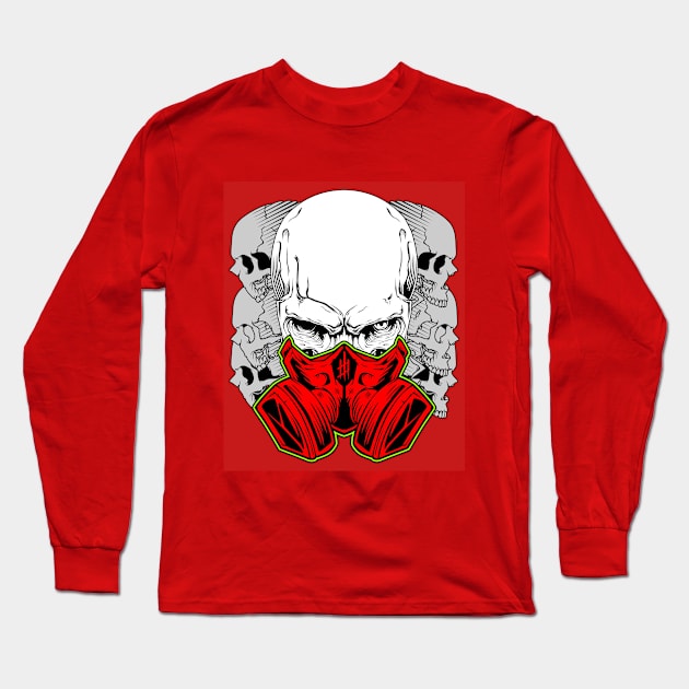 Masked toxic skull Long Sleeve T-Shirt by AxelBluebox